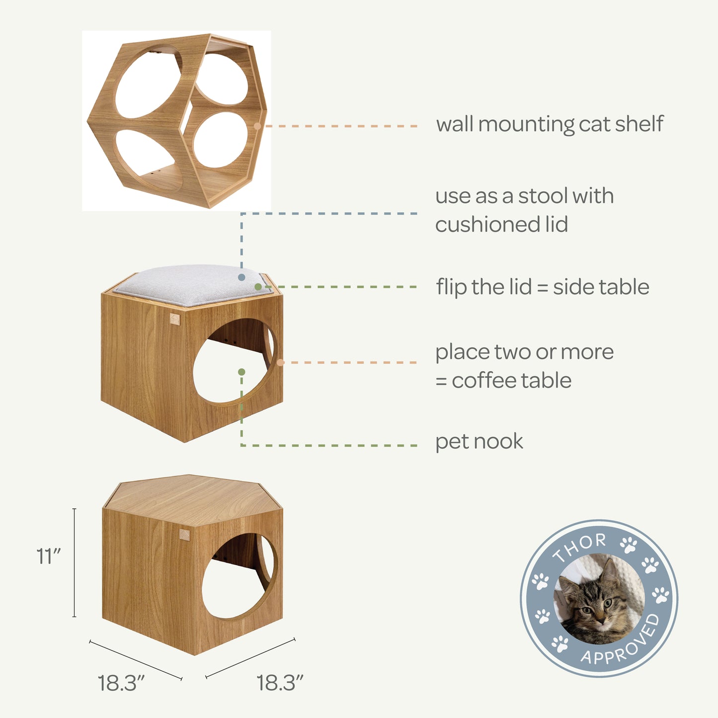 suki cat stool and shelf - 4C&D Home Furnishings
