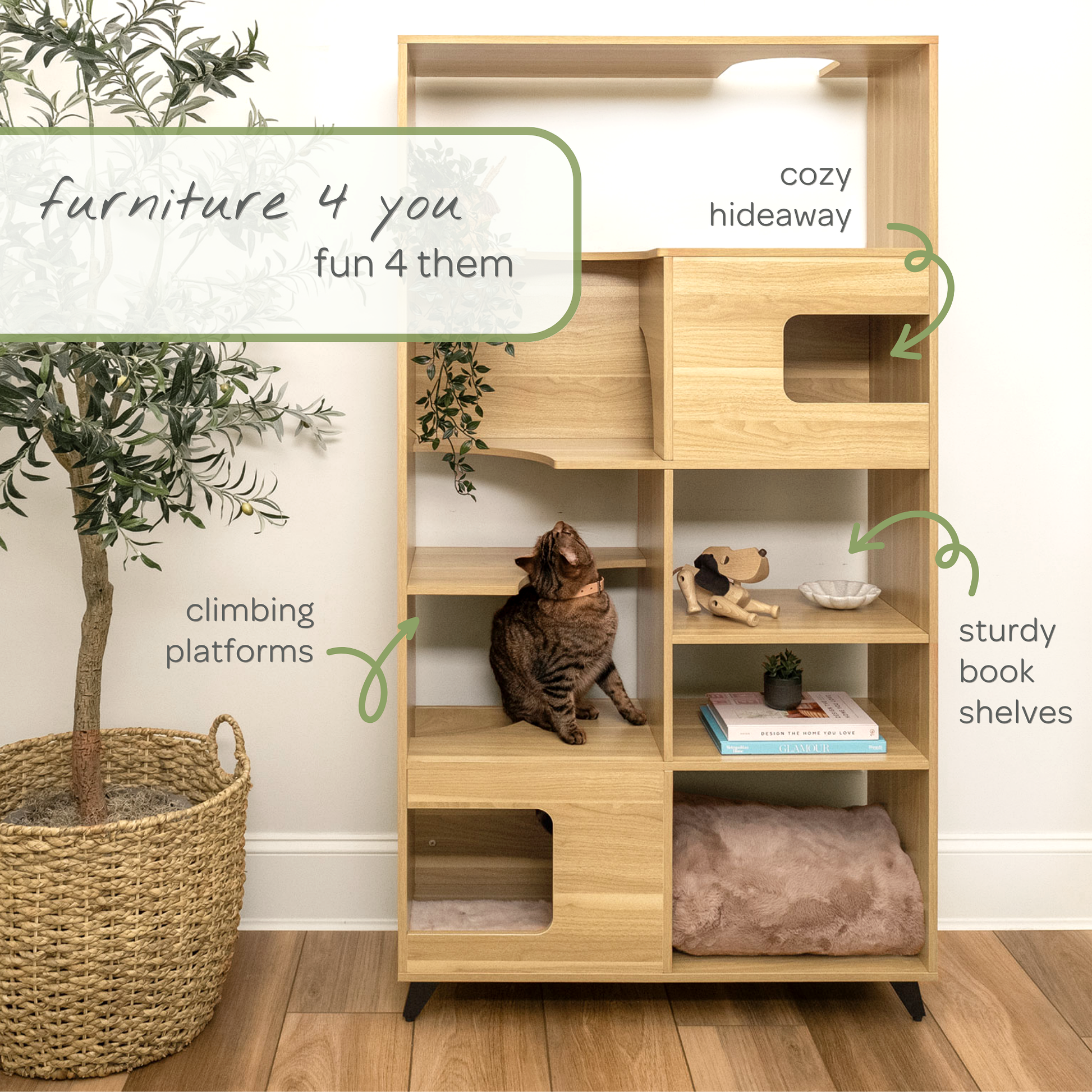 clifford cat tree bookshelf - 4C&D Home Furnishings