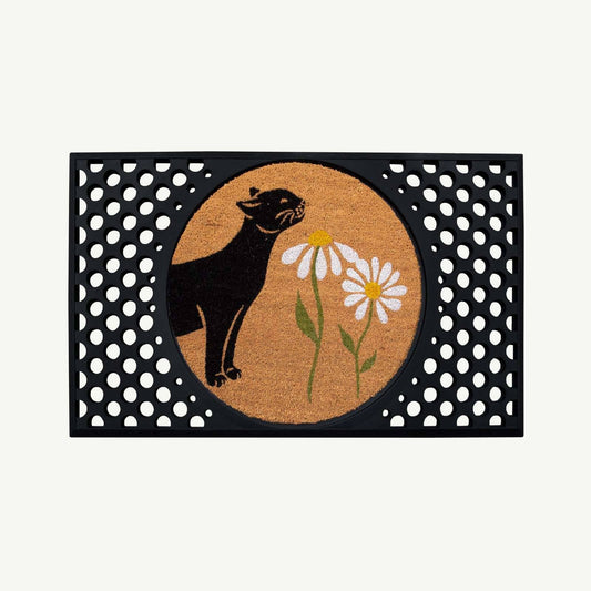 spring kitty sniffs the daisies - convertible entrance doormat -4 Cats & Dogs Home Furnishings Inc