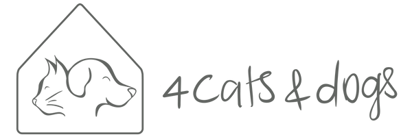 Logo featuring four cats and dogs in a playful arrangement, symbolizing companionship and pet care.