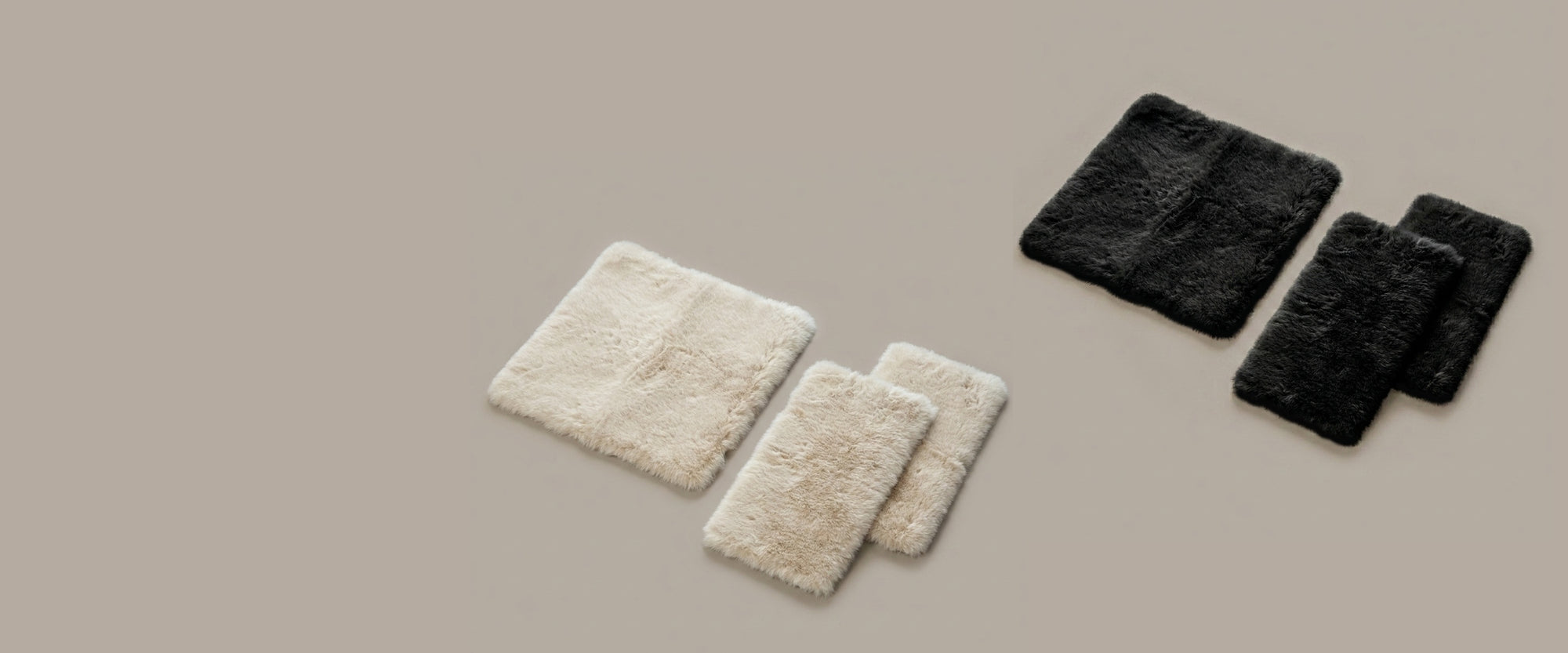 Set of ultra-plush faux fur pet mats for furniture use