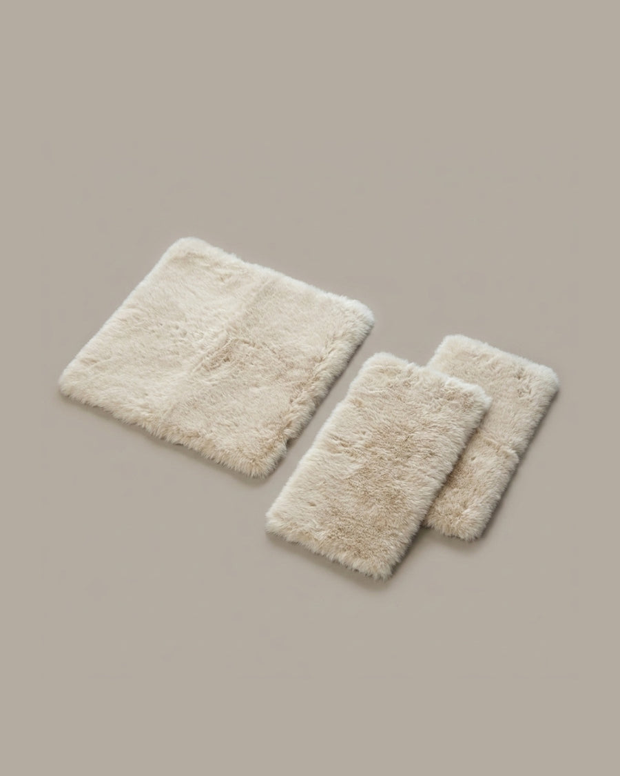 Set of ultra-plush faux fur pet mats for furniture use