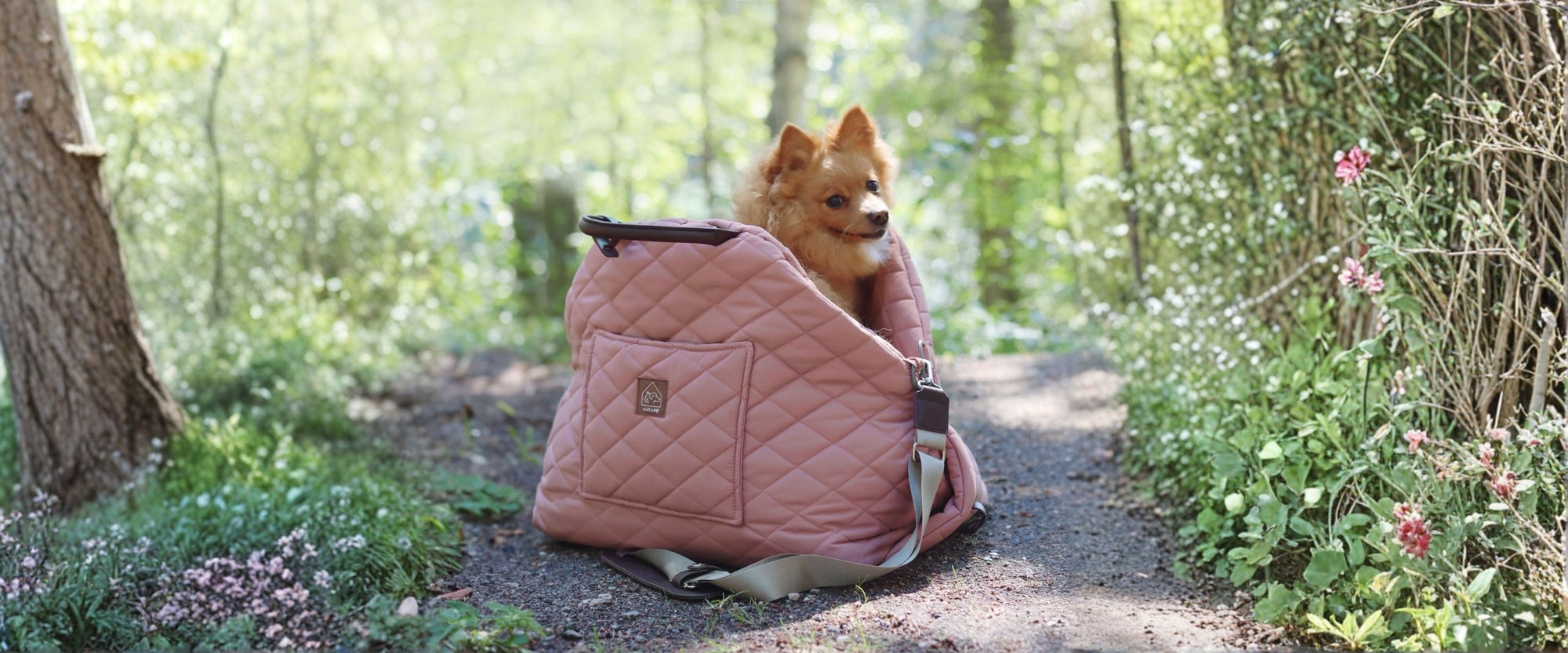 Quilted pet travel bed with water-resistant exterior and plush interior