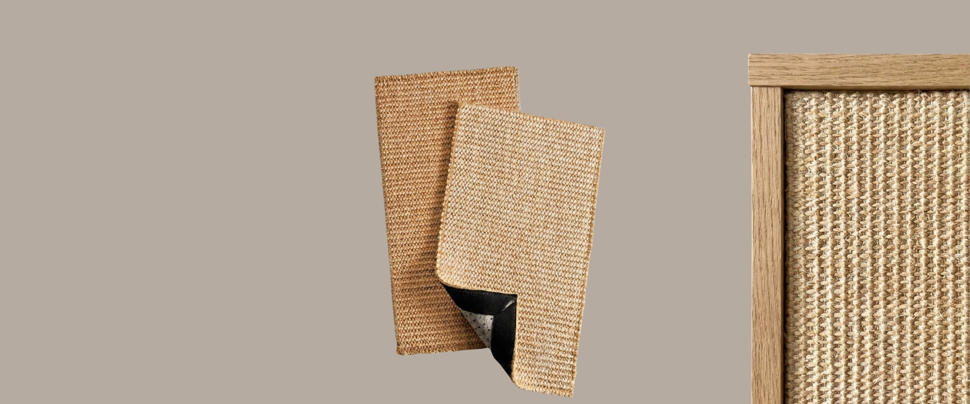 Replaceable sisal scratcher mat with Velcro backing for furniture