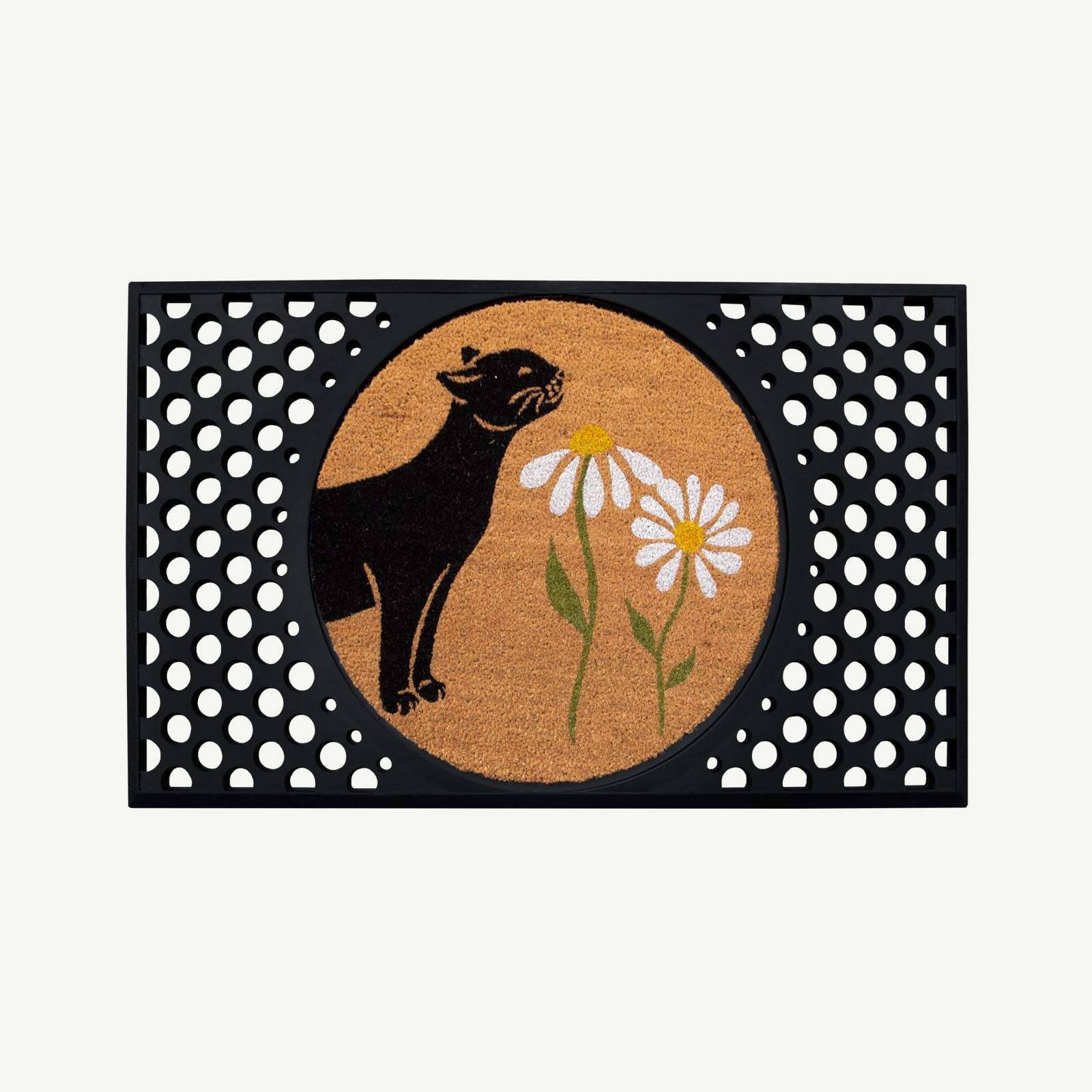 spring kitty sniffs the daisies - convertible entrance doormat -4 Cats & Dogs Home Furnishings Inc