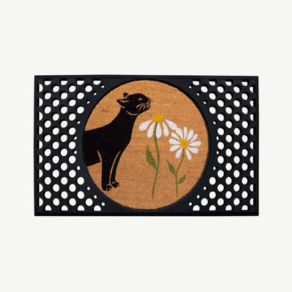 spring kitty sniffs the daisies - convertible entrance doormat -4 Cats & Dogs Home Furnishings Inc