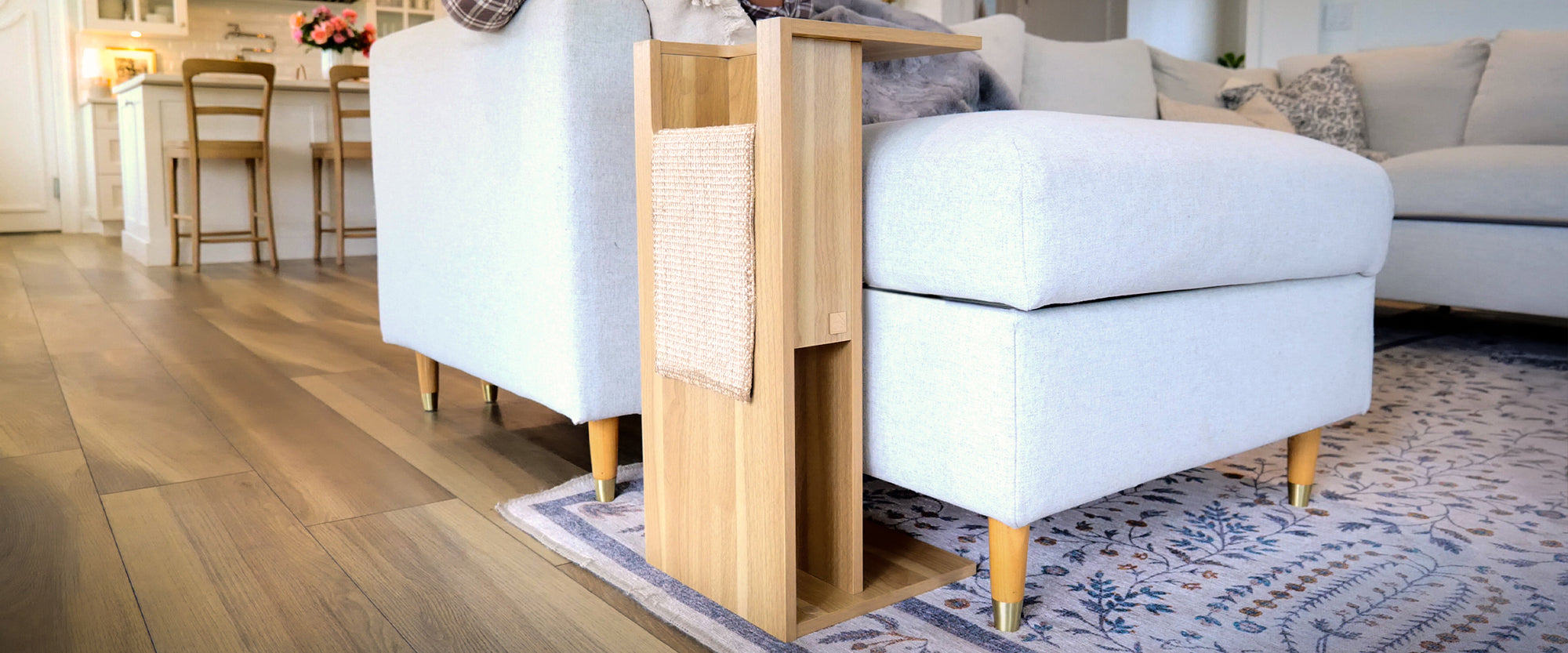 Modern side table with built in cat scratcher and replaceable sisal
