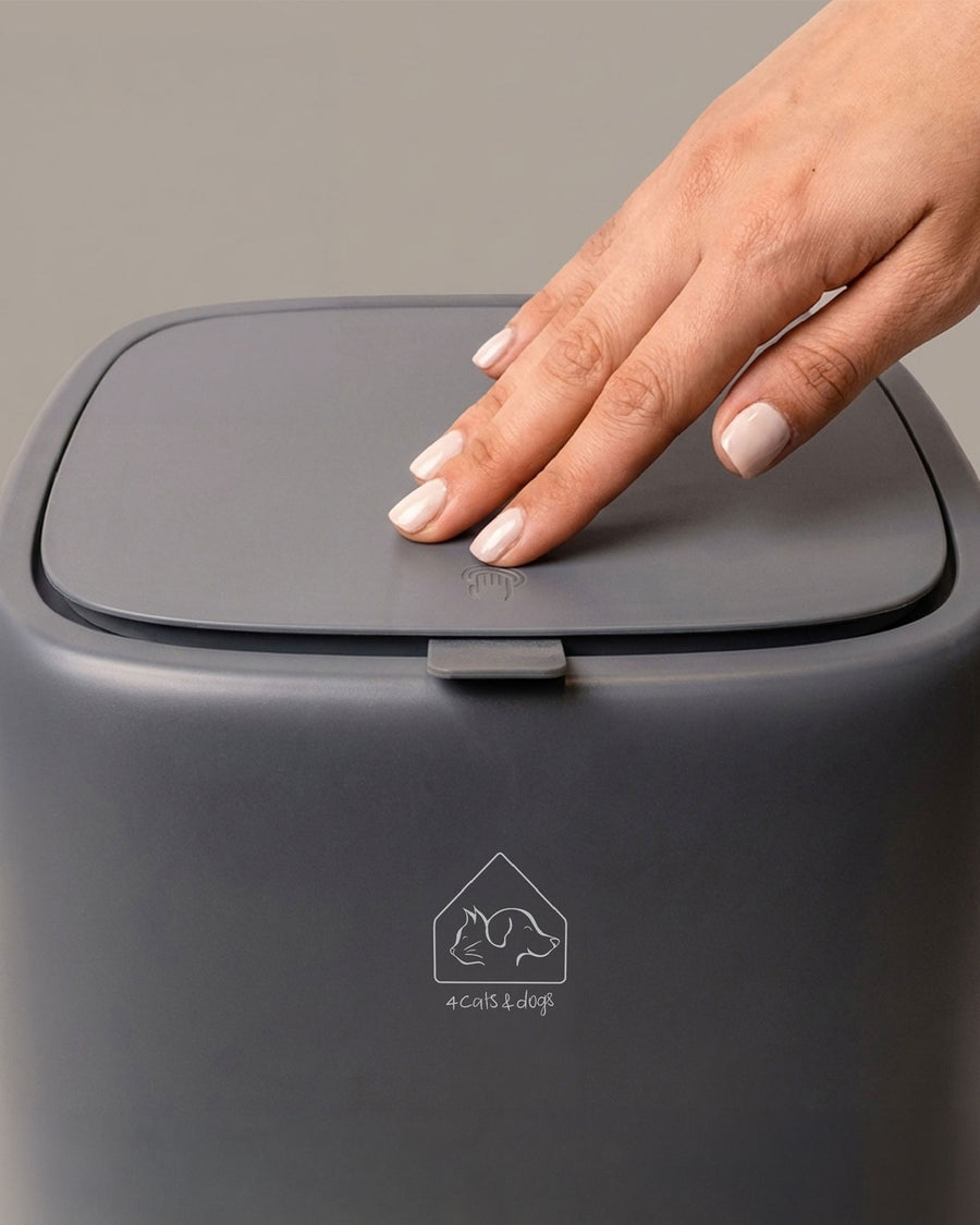 Airtight pet food container with sealed lid keeping kibble fresh