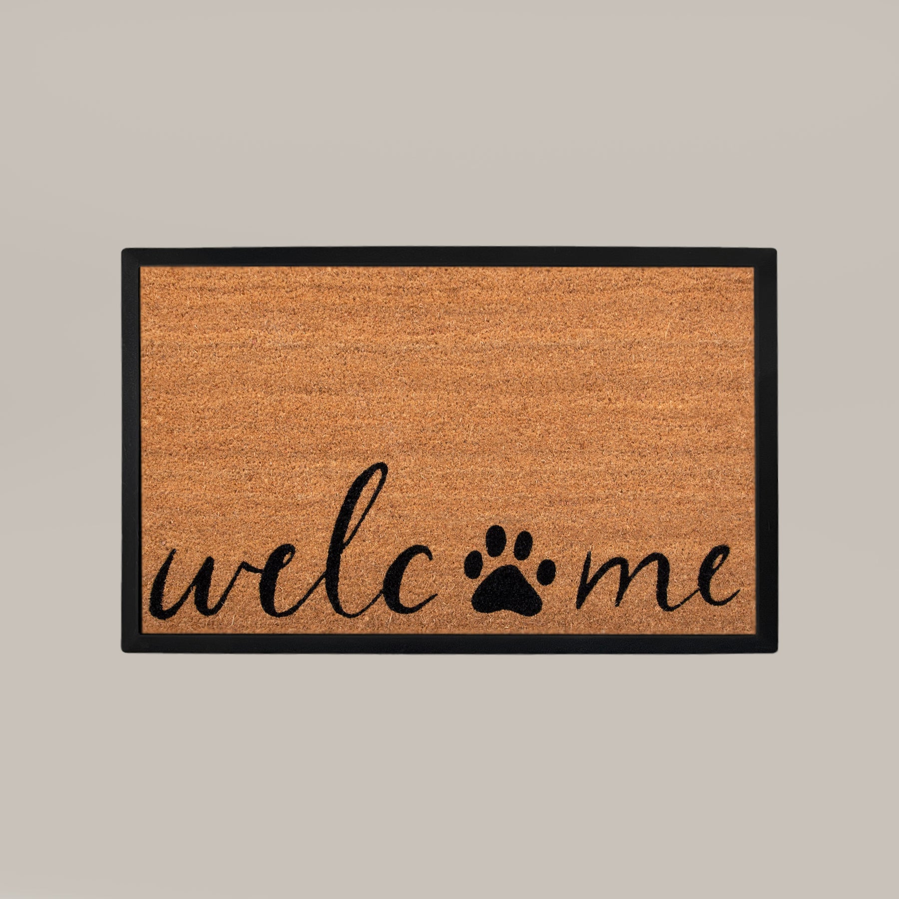 welcome + paw rectangular doormat set